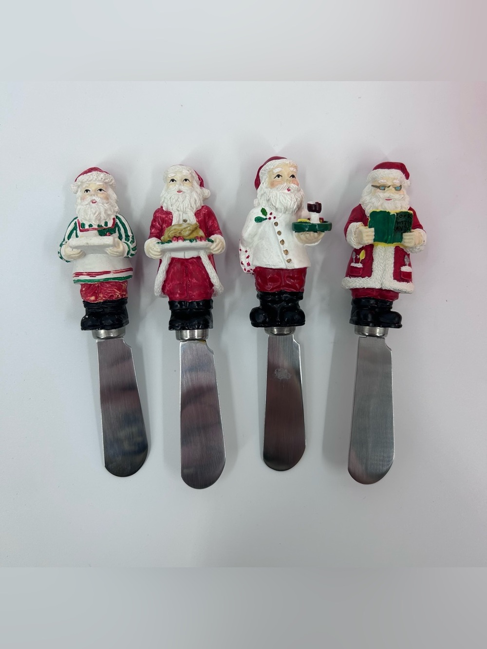 Vintage Boston Warehouse Set of 4 Santa Holiday Spreaders